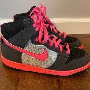 Nike Dunk High 6.0 Premium Pink Black Silver Sequin 454054-060 - Women’s 8